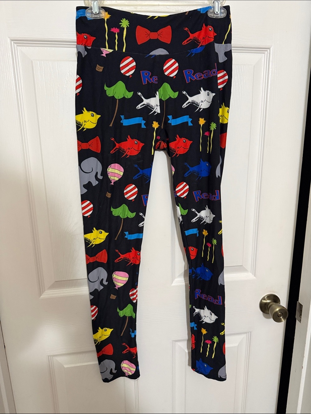 Kids Black Novelty Print Leggings - Colorful Animal Pattern